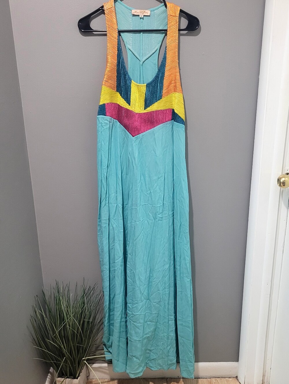 Mara Hoffman $378 Multi Colired Embroired Flowy Maxi Dress Sz M - Picture 2 of 7
